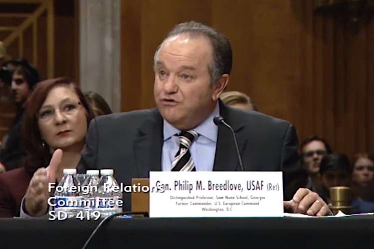 General Philip Breedlove presenting his testimony in front of the U.S. Senate Foreign Relations Committee on February 9, 2017. Photo: foreign.senate.gov